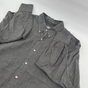 Knights Sportswear Mens Big‎ IX Button Down Shirt Dark Gray Plaid Long Sleeve